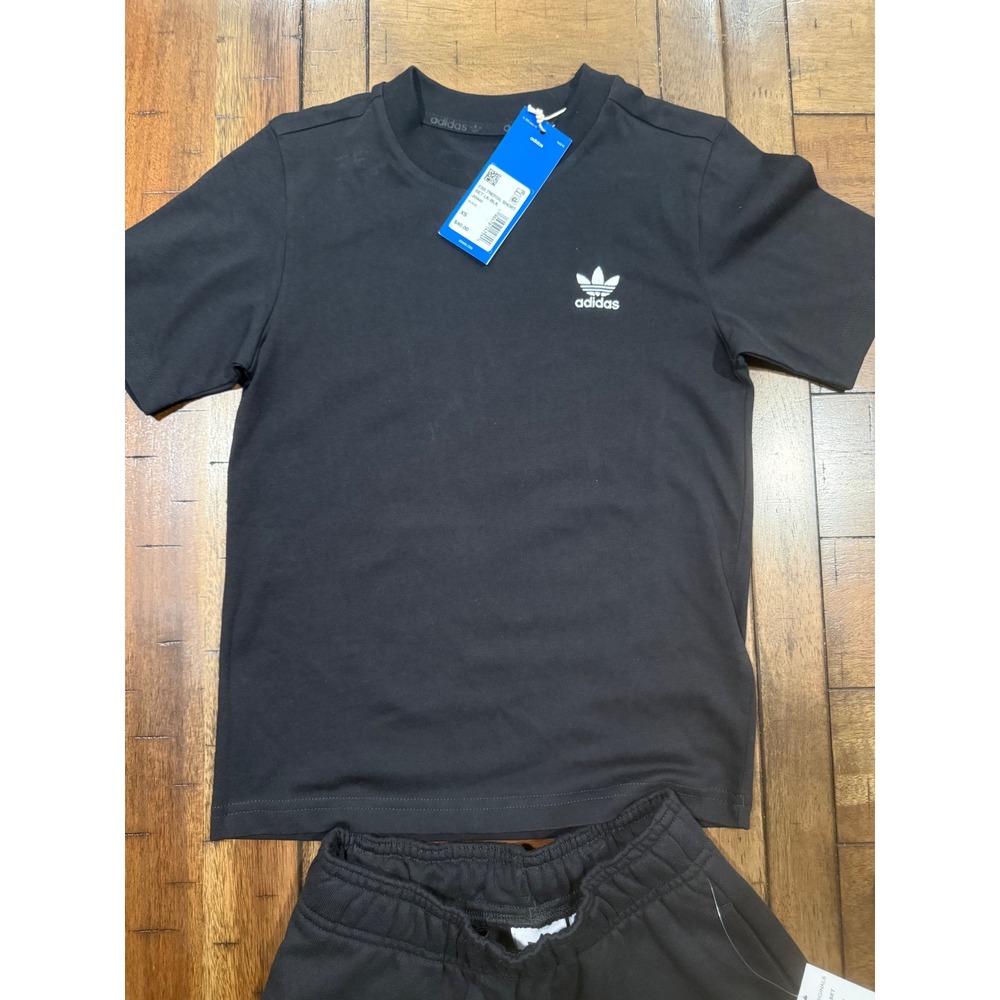 Adidas Originals Kids 2-Piece T-Shirt and Shorts Set Black Trefoil XS 7-8Y